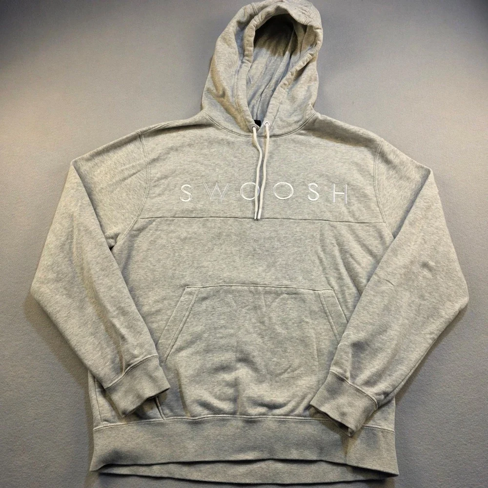 Nike Sportswear Mens Swoosh Pullover Hoodie Heather Grey CJ4863-063 Medium